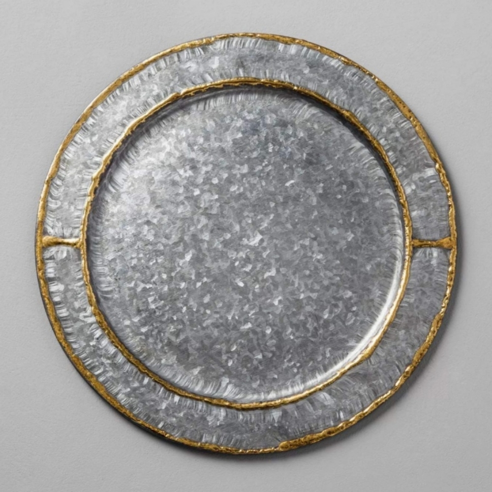Galvanized Metal Plate Charger with Gold Welding - Hearth & Hand with Magnolia
